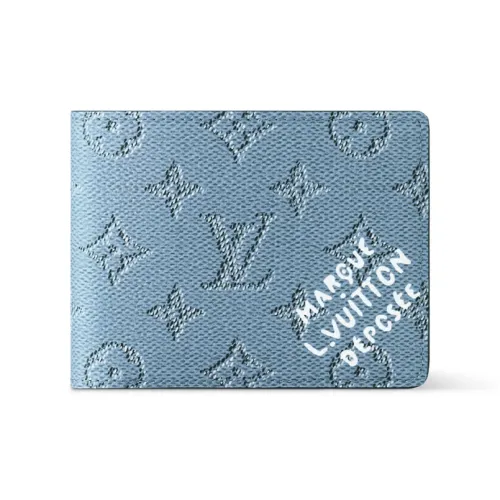 LOUIS VUITTON Multiple Монограмма Heritage Покрытый холст Держатель для карт кошелек Мужской Синий