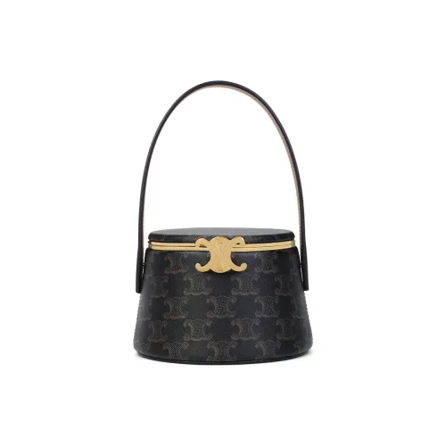 CELINE Triomphe Lambskin и Calfskin Круглая Сумка-Клатч Женская Коричневая