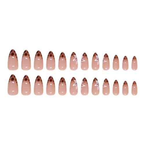 Sweet Pillow House Орхидея Леопардовый принт Съемный False Nail Точка Тип Нежно-розовый Однотонный Французский