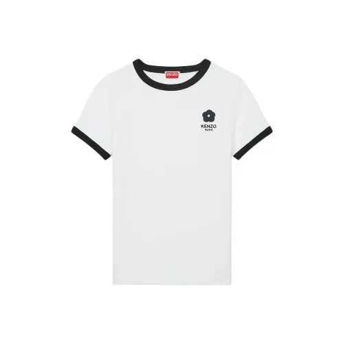 KENZO Logo Letter Принт Круглый вырез Пуловер Короткий рукав Т-рубашка Женская Белая