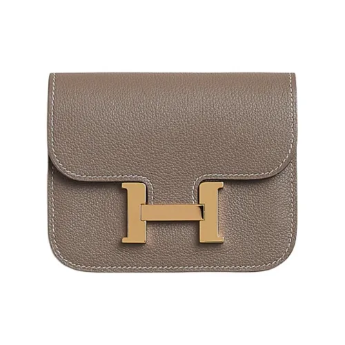HERMES Constance Slim Evercolor Телячья кожа Кошелек Женские Мокко