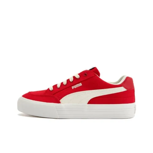 PUMA Court Classic Vulc Устойчивые к истиранию Низкие Кроссовки для скейтбординга Унисекс Красные Белые