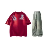 Комплект одежды (Топ бордового цвета + Штаны желтого цвета грязи)