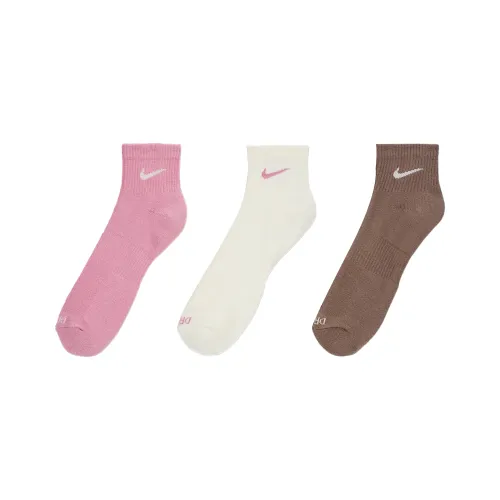NIKE Dri Fit 3 шт Элемент Розовый/Парусный белый/Парусный белый/Элемент Розовый/Норка Коричневый/Парусный белый Унисекс Носки