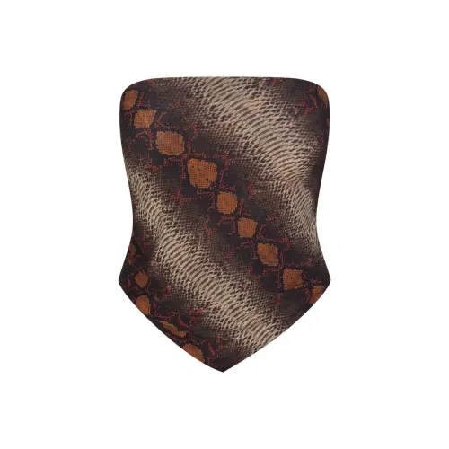 SKIMS Лето Сетка Handkerchief Топ Без бретелей Топ Женские Пустыня Знак Змеи Принт