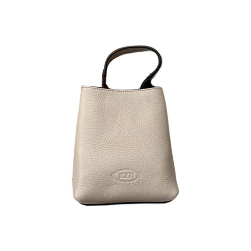 TOD'S Вечный Корова Кожа Плечевая Сумка Сумка Мини Женская Серый Бежевый