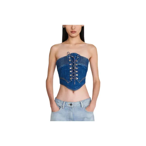 DION LEE SS24 HIKER Boot Деним CORSET Без бретелей Топ Женские Американский Синий США Синий