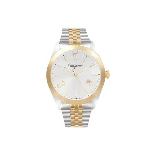 FERRAGAMO Classic Collection Кварцевые часы механизм ремешок из нержавеющей стали 42 мм белый циферблат унисекс