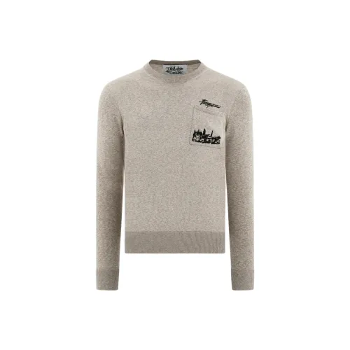 Ferragamo FW25 T Рубашка Мужская Камень Песочно-Серый