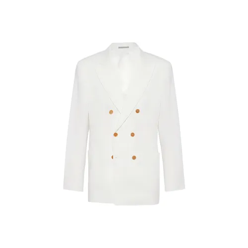 BRUNELLO CUCINELLI SS24 Бизнес-костюм Пальто Мужской Белый
