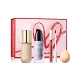 Тональная основа #Матовый Айвори+Жидкая помада #P04+Праймер #Фиолетовый