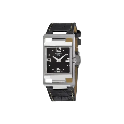 TISSOT T Classic Collection Кварцевый механизм Женские часы 41,8*25,7 мм Черный циферблат Корпус из нержавеющей стали Кожаный ремешок