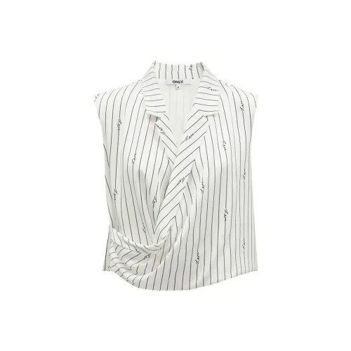 ONLY Шифон Рубашка Женская Буква Полосы С принтом Черный Белый