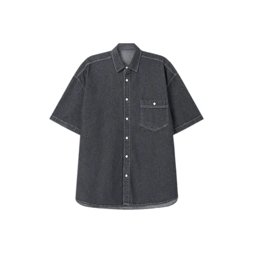 BISHE Черный Серый Цвет Мужская Рубашка