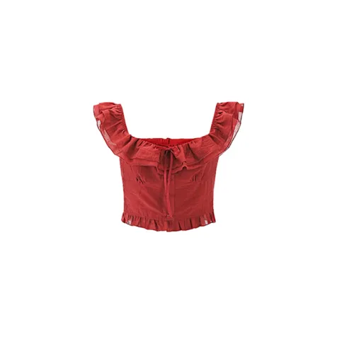 ACAINES Элегантный Топ Женский Винтаж Бордовый