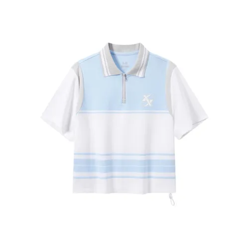 XTEP Поло Мужское Чистая Вода Синий Жемчужный Белый