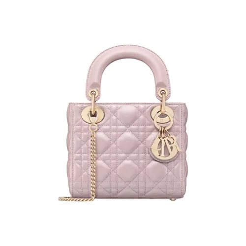 DIOR Lady Dior Sheepskin Сумка Lady Dior Mini Сумка Женская Лотос Розовый