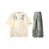 Комплект (абрикосовый топ+грязно-желтые брюки)