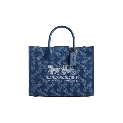 COACH Ace Ткань Тоут Сумка Сумка для покупок Сумка через плечо Сумка среднего размера Женская Темно-синий