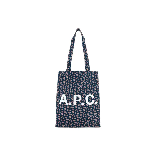 A.P.C. Joint Paragraph Canvas Tote Bag Shopping Bag Shoulder Bag Женская Blue Pink