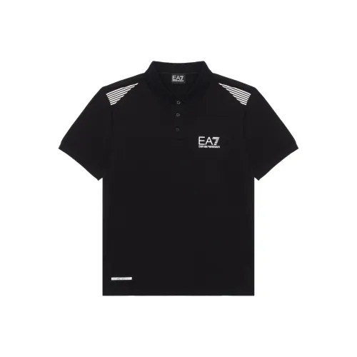 EMPORIO ARMANI EA7 Мужская поло рубашка черного цвета