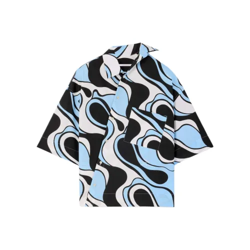 Jacquemus SS25 Зебра Arty Принт Асимметричная Рубашка Мужская Синий Черный Синий Черный