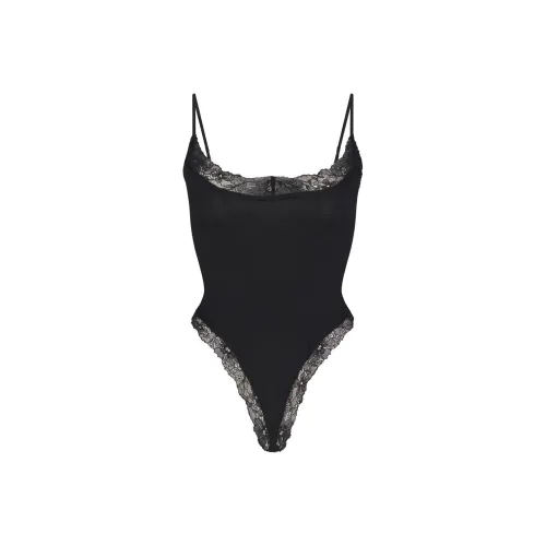 SKIMS Хлопок Кружево CAMI BODYSUIT Комбинезон Женские Onyx Onyx