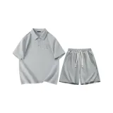 [Быстросохнущий & Антибактериальный] Светло-серый (B Бамбук Тень Прохладный ветер Логотип на груди) + Светло-серый (B Бамбук Тень Прохладный ветер Логотип на штанах)