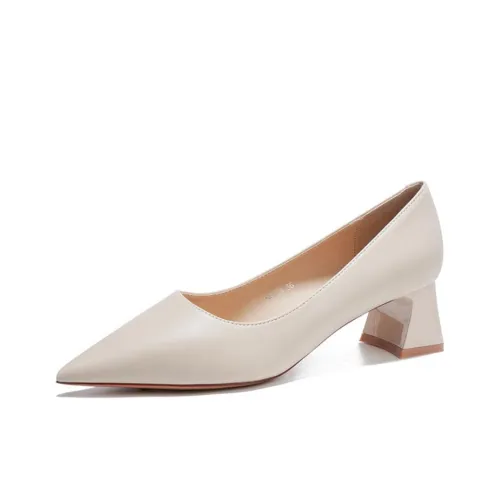 Lan Miao Грубый каблук Высокие каблуки 5 см Женские Абрикос