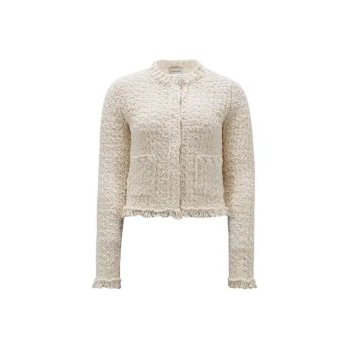 Moncler Утепленный Хлопок Кардиган Куртки и Пальто Женские Бежевый