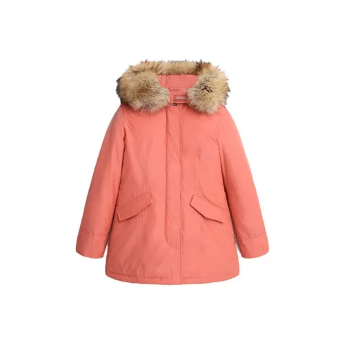 WOOLRICH Однотонный С капюшоном Свободный крой MID Длина Пуховик Женский Розовый