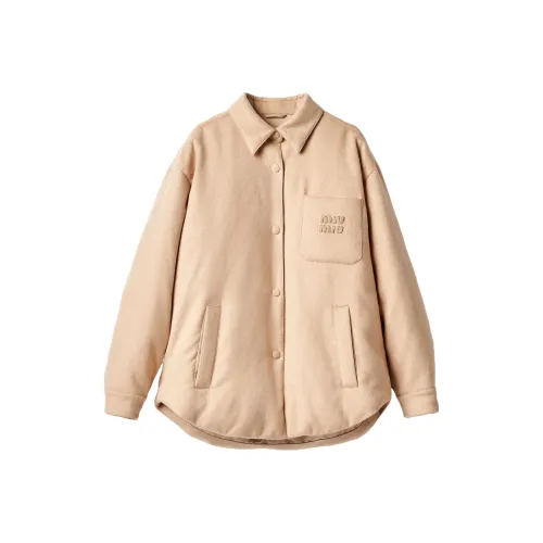 MIU MIU Весовой велюр пуховик куртки и пальто женские бежевый