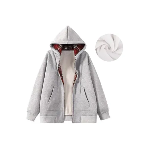 Ice Cream And Whale Толстовка Женская Серо-Красная Клетка