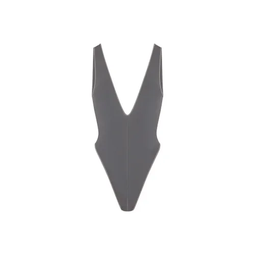 SKIMS Бесшовный Модал Deep Plunge Комбинезон Женские Пепельно-Серый