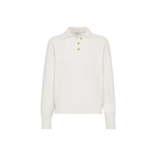 Brunello Cucinelli Экрю Женские Кашемировые Свитеры