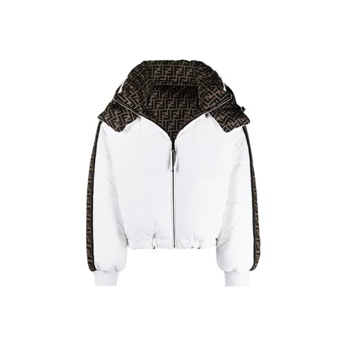 FENDI Однотонный Геометрический Узор С капюшоном Пуховая куртка Женская Белая