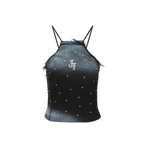 JAC FLEURANT Топ на бретелях Женский Черный Синий