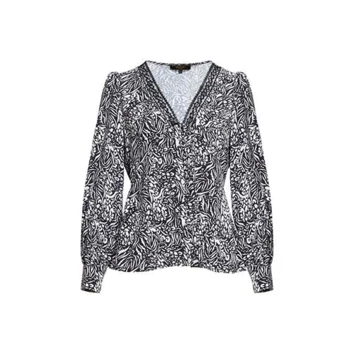 BESIONIA SS23 Рубашка Женская Черный Белый Цветочный