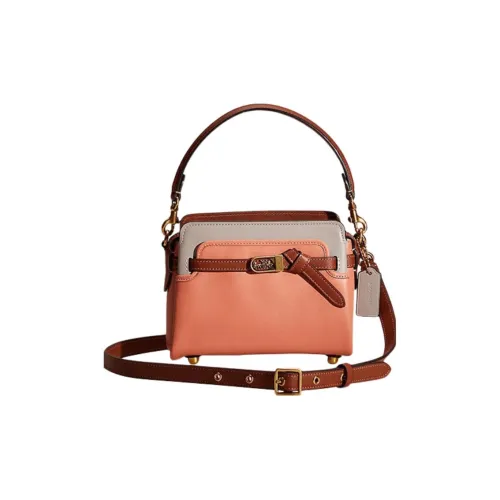 COACH Tate Перчатка Дубленая Кожа Сумка через плечо Сумка Маленькая Женская Кораллово-Розовая и Бургунди