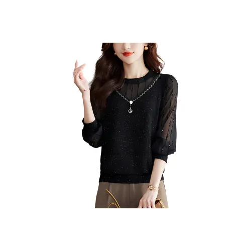 Корейский стиль стандартный футболка женская черная