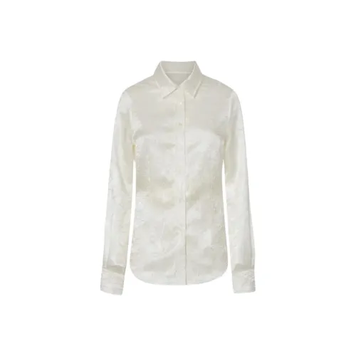 PINKO Crumpled Effect Satin Рубашка Женская Белая