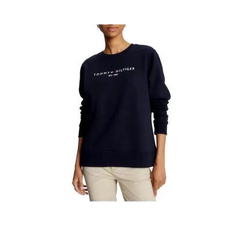 Tommy Hilfiger FW23 Вышитый Tommy Логотип Свитшот HOODIES Свитшот Женский Темно-синий