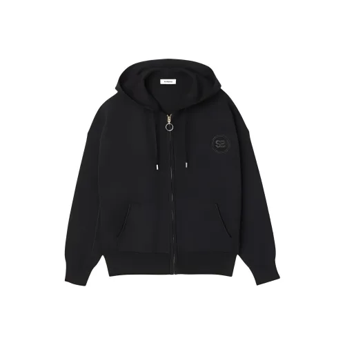Sandro OVERSIZED Толстовка на молнии Куртки и Пальто Женские Черные