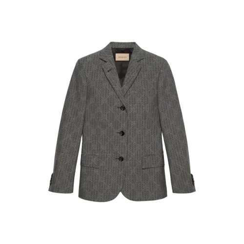 GUCCI GG Chevron Шерсть Куртка Куртки Пальто Женские Серый