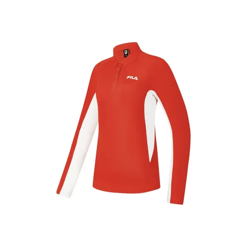 FILA Цвет национального флага Красный логотип Стандартный цвет Женские Поло