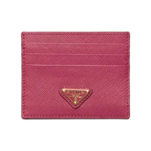 PRADA Saffiano Телячья кожа Держатель для карт Женский Бордовый Розовый