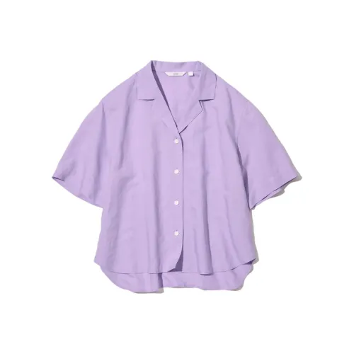 UNIQLO Светло-синий Фиолетовый Женские Рубашки