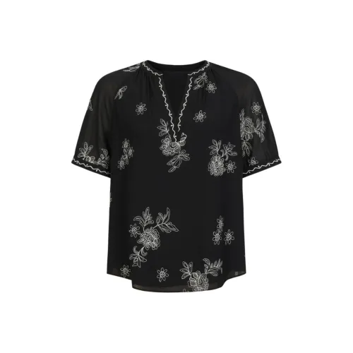 JZ. ANNAKRO Шифон Рубашка Женская Цветочный Черный