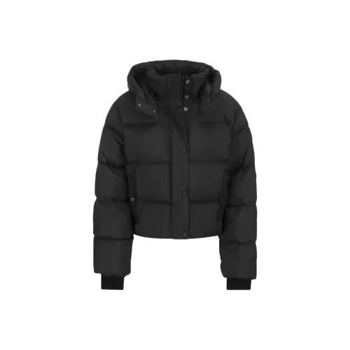 Moose Knuckles FW22 Однотонный С капюшоном Свободный крой Утолщенный Короткий Пуховик Женский Черный