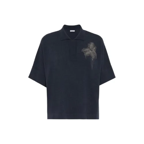 BRUNELLO CUCINELLI SS24 Кашемир Свитер Женский Midnight Blue